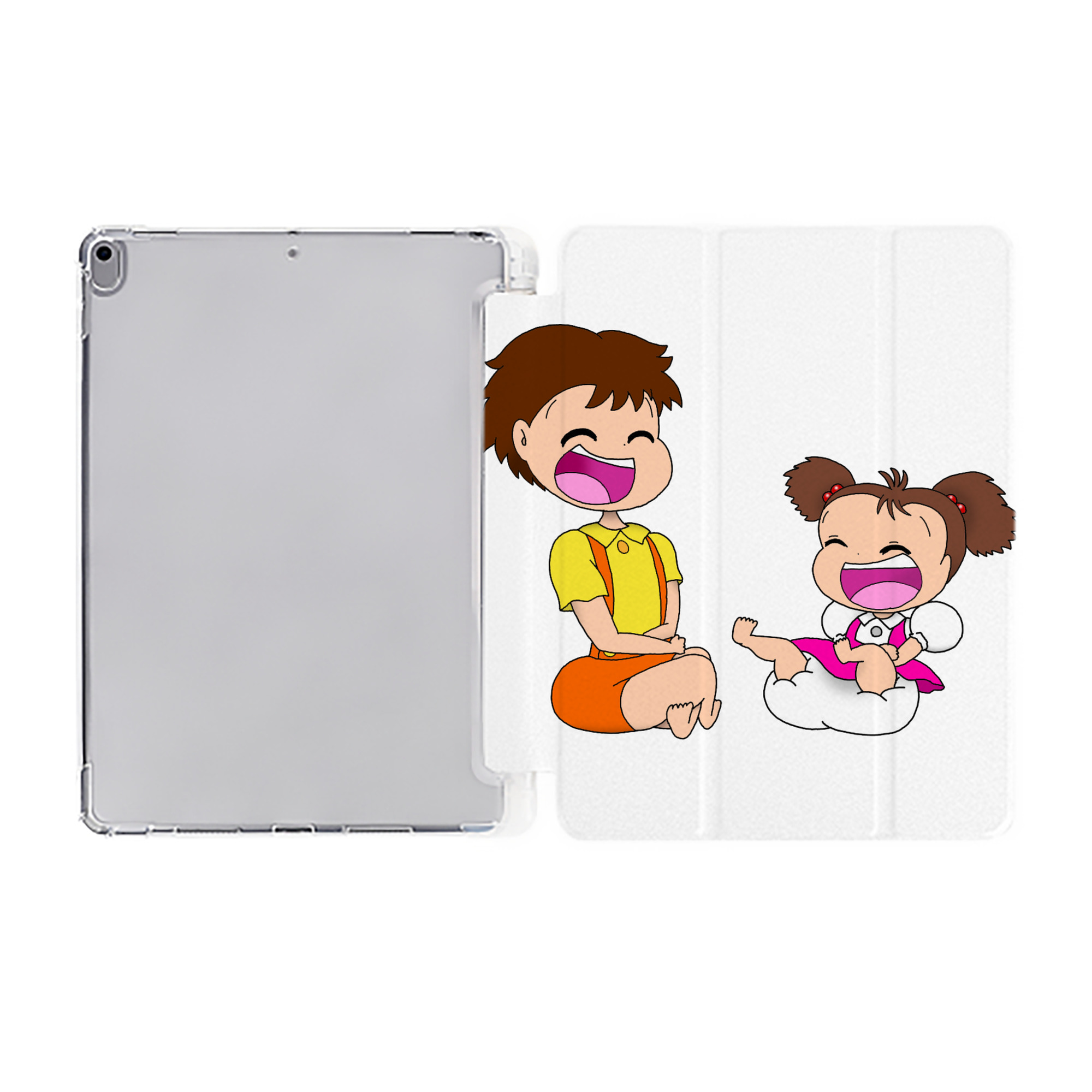 （画像用） となりのトトロ 草壁メイ 草壁サツキ My Neighbor Totoro Satsuki Kusakabe Mei Kusakabe IPad ケース ペン収納付き 三つ折りスタンド PUレザー×シリコン 対応機種9.5/10.5/10.9インチ